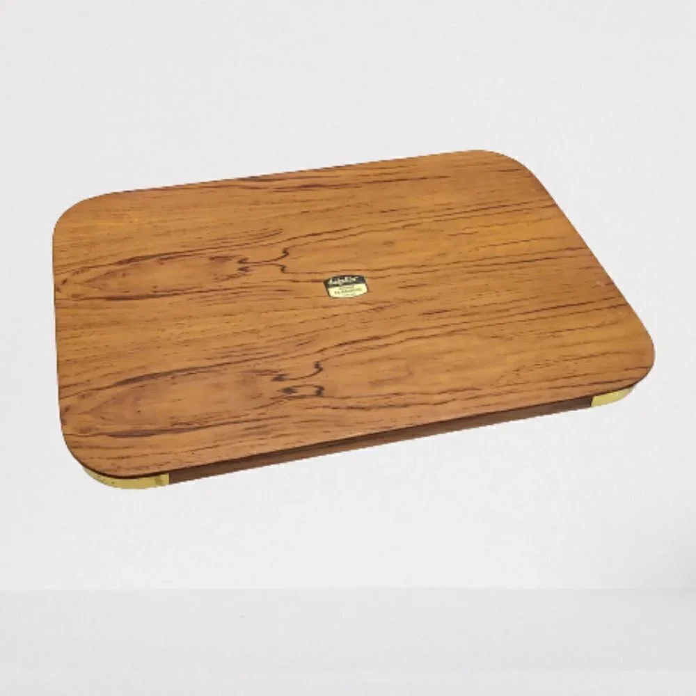 Vintage Dolphin Teakwood Brass Captain's Serving Tray